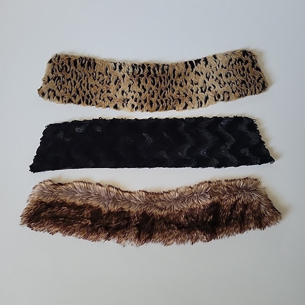 Vintage Faux Fur Collars Set of 3 Chic Glam Luxury Mob‎ Wife Plush Sophisticated